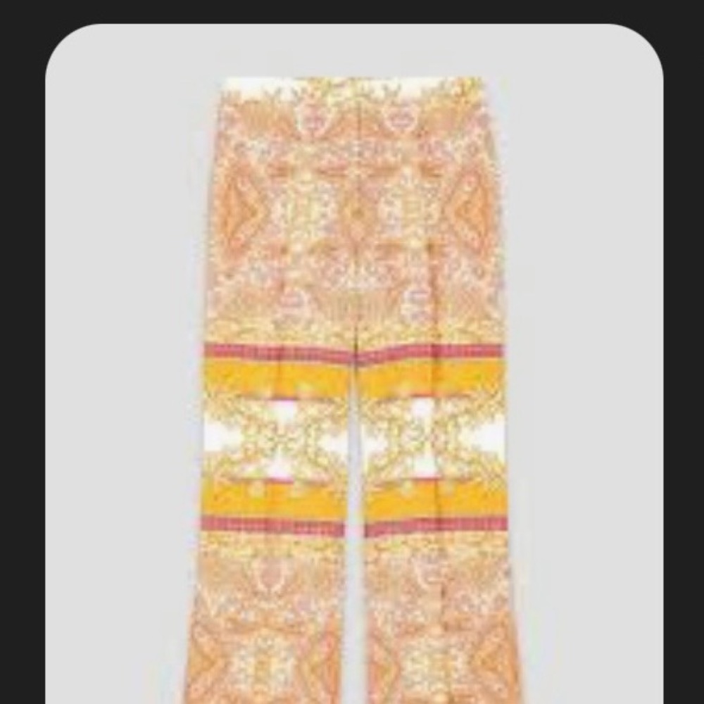Maje Floral Patterned Pants with Pink and Yellow Accents